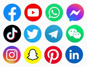 Grid of icons of popular social media sites. This photo represents the importance of social media in the lives of teens. Socializing behind screens can add to teenage loneliness, depression, and anxiety. A teen therapist in Roswell, GA can help with loneliness in teens. 